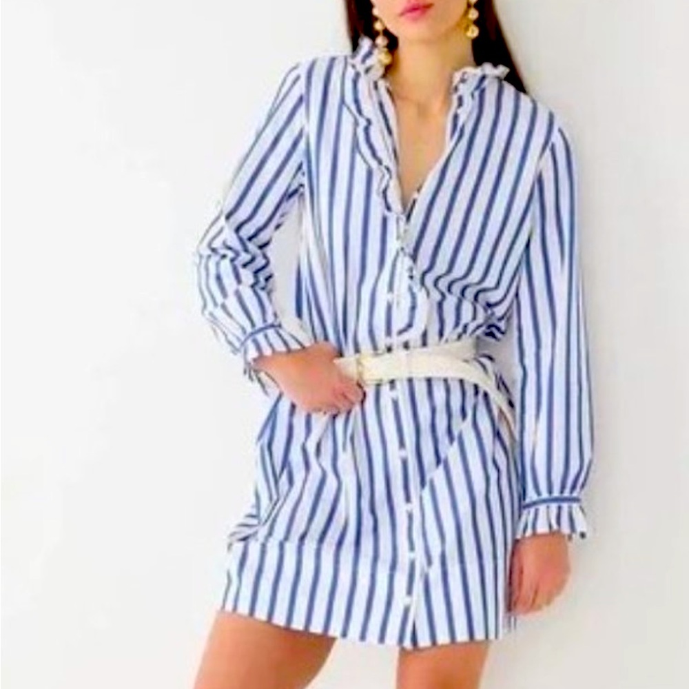 J. Crew Cottage shirtdress in striped cotton poplin